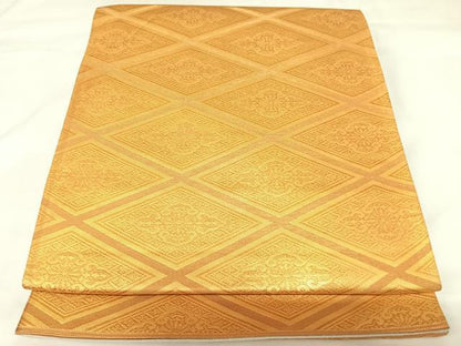 平和屋着物◎両面　六通柄袋帯　菱繋文　金糸　正絹　逸品　AABK0823yx