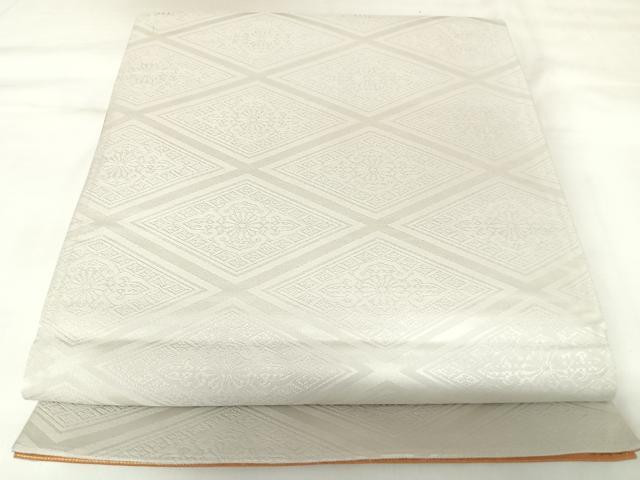 平和屋着物◎両面　六通柄袋帯　菱繋文　金糸　正絹　逸品　AABK0823yx