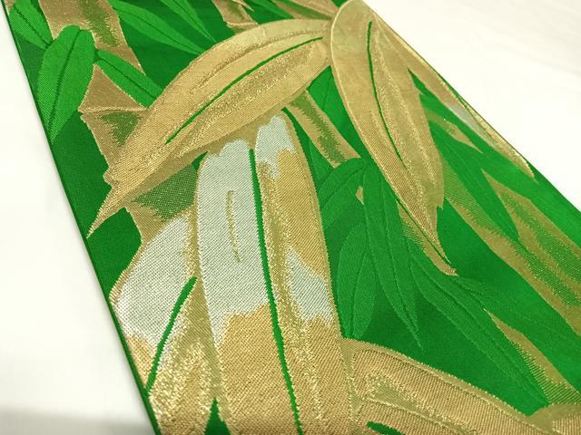 平和屋着物◎六通柄袋帯　笹竹文　金銀糸　正絹　逸品　AABK0826yx