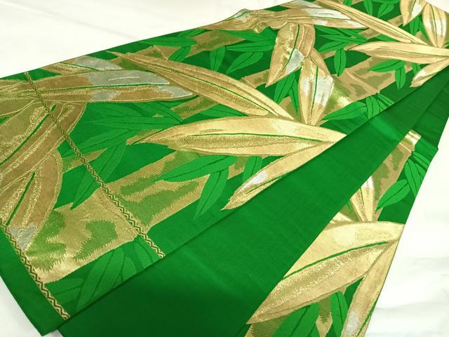 平和屋着物◎六通柄袋帯　笹竹文　金銀糸　正絹　逸品　AABK0826yx