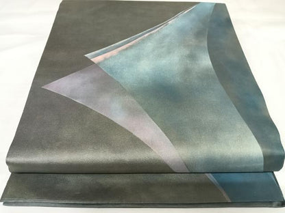 平和屋着物◎太鼓柄袋帯　幾何学文　引箔　正絹　逸品　AABK0828yx