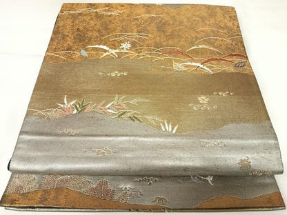 平和屋着物◎六通柄袋帯　唐織　雪芝文　みかげ錦　金銀糸　引箔　正絹　逸品　AABK0830yx