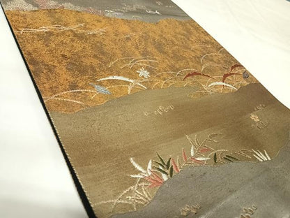平和屋着物◎六通柄袋帯　唐織　雪芝文　みかげ錦　金銀糸　引箔　正絹　逸品　AABK0830yx