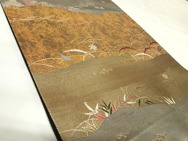 平和屋着物◎六通柄袋帯　唐織　雪芝文　みかげ錦　金銀糸　引箔　正絹　逸品　AABK0830yx