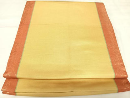 平和屋着物◎全通柄袋帯　草花間道　金糸　正絹　逸品　AABK0836yx