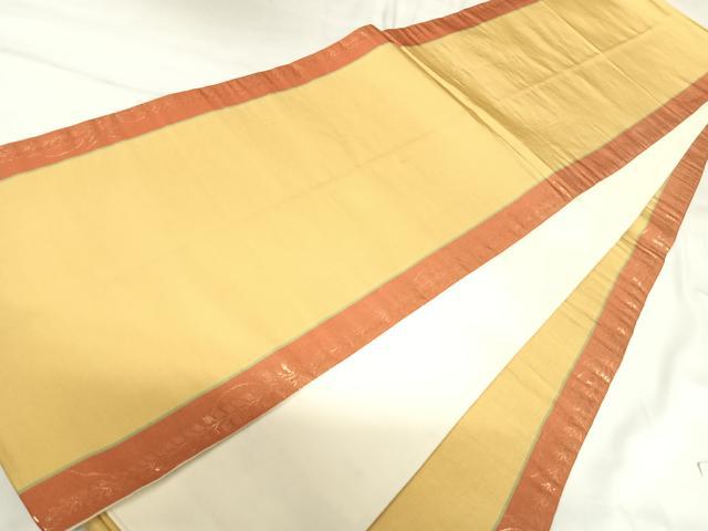 平和屋着物◎全通柄袋帯　草花間道　金糸　正絹　逸品　AABK0836yx