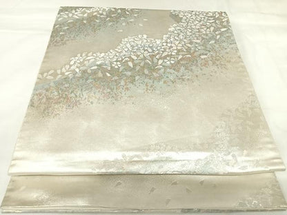 平和屋着物◎六通柄袋帯　紗摺箔　花模様　正絹　逸品　AABK0853yx