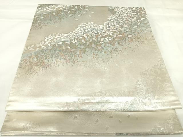 平和屋着物◎六通柄袋帯　紗摺箔　花模様　正絹　逸品　AABK0853yx