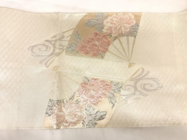 平和屋着物◎佐賀錦　太鼓柄袋帯　扇面花文　金銀糸　正絹　逸品　AABK0859yx