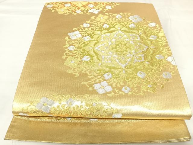 平和屋着物◎六通柄袋帯　正倉院花文　金銀糸　正絹　逸品　AABK0860yx