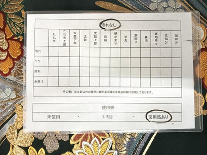 平和屋着物◎西陣　全通柄袋帯　唐織　優都里　花丸文　黒地　金銀糸　正絹　逸品　AABK0861yx