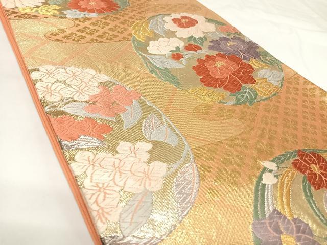平和屋着物◎西陣　野々村織物謹製　六通柄袋帯　唐織　花丸文　金銀糸　正絹　逸品　AABK0863yx