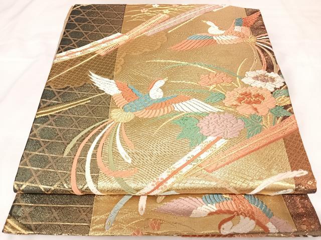 平和屋着物◎佐賀錦　六通柄袋帯　唐織　鳳凰花文　金糸　正絹　逸品　AABK0864yx