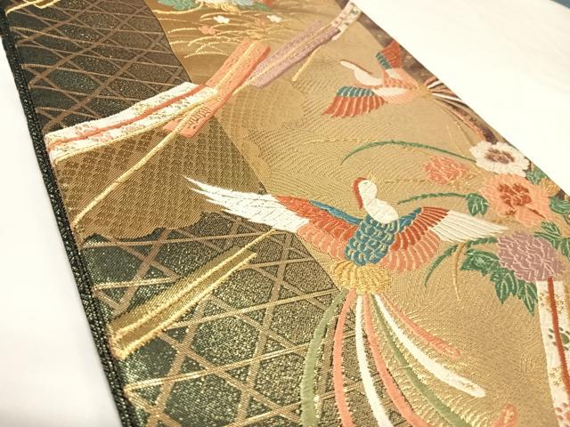 平和屋着物◎佐賀錦　六通柄袋帯　唐織　鳳凰花文　金糸　正絹　逸品　AABK0864yx