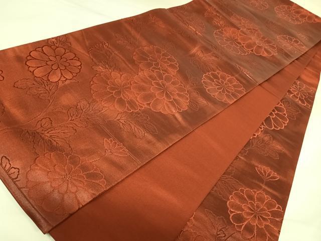 平和屋着物◎六通柄袋帯　草花文　正絹　逸品　AABK0868yx