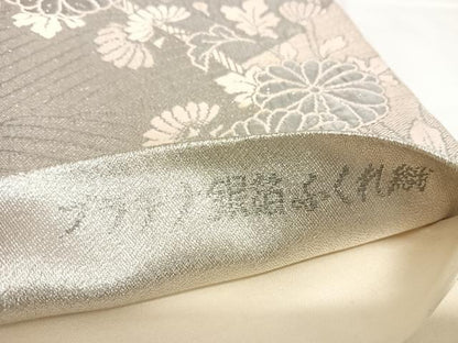 平和屋着物◎六通柄袋帯　プラチナ銀箔　ふくれ織　正絹　逸品　AABK0872yx