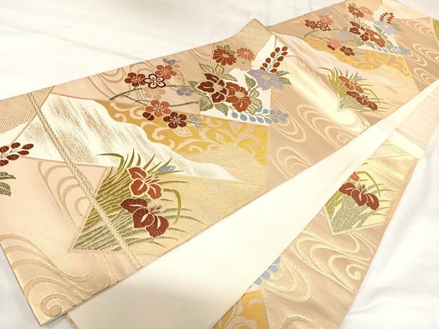 平和屋着物◎六通柄袋帯　唐織　大和路　金糸　正絹　逸品　AABK0873yx