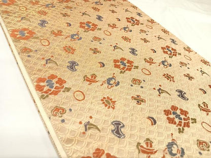 平和屋着物◎全通柄袋帯　唐織　花宝尽くし　金糸　正絹　逸品　AABK0874yx