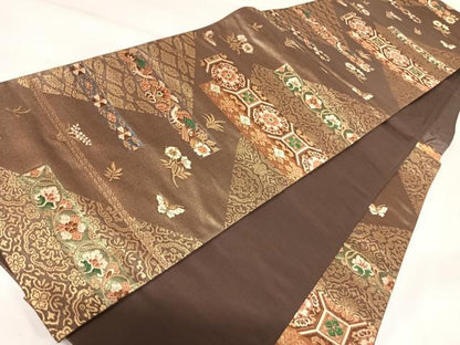 平和屋着物◎六通柄袋帯　唐織　正倉院古代錦　金糸　正絹　逸品　AABK0875yx
