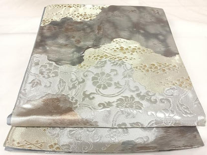 平和屋着物◎六通柄袋帯　栄箔錦　花唐草文　金銀糸　正絹　逸品　AABK0876yx