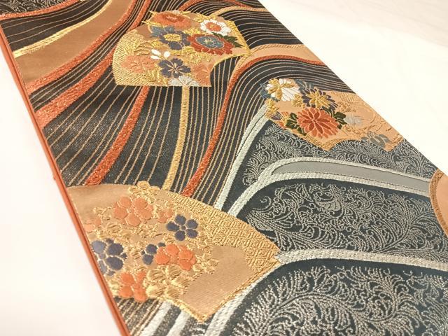 平和屋着物◎六通柄袋帯　唐織　道長花文　金銀糸　正絹　逸品　AABK0881yx