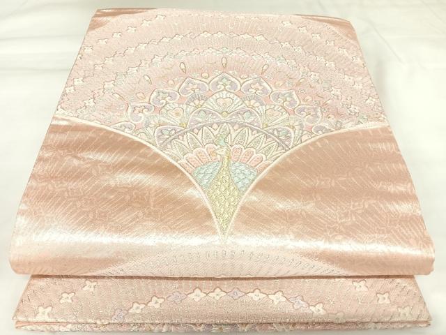 平和屋着物◎六通柄袋帯　唐織　孔雀花文　金銀糸　正絹　逸品　AABK0886yx