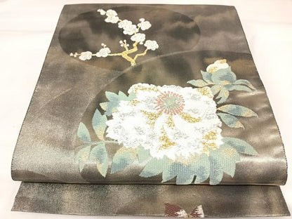 平和屋着物◎六通柄袋帯　唐織　草花文　金銀糸　引箔　正絹　逸品　AABK0898yx