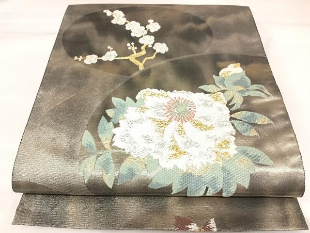 平和屋着物◎六通柄袋帯　唐織　草花文　金銀糸　引箔　正絹　逸品　AABK0898yx