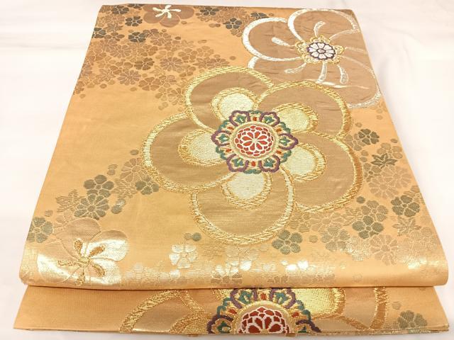 平和屋着物◎六通柄袋帯　唐織　舞花文　金銀糸　正絹　逸品　AABK0903yx