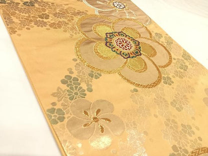平和屋着物◎六通柄袋帯　唐織　舞花文　金銀糸　正絹　逸品　AABK0903yx