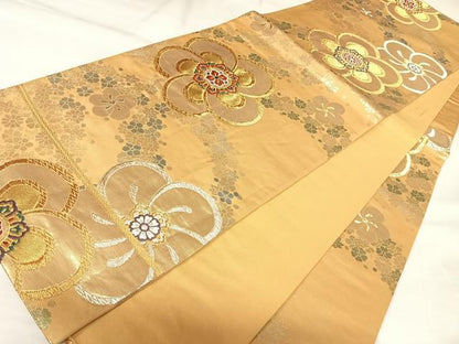 平和屋着物◎六通柄袋帯　唐織　舞花文　金銀糸　正絹　逸品　AABK0903yx