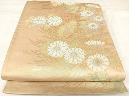 平和屋着物◎六通柄袋帯　菊文　金銀糸　正絹　逸品　AABK0910yx