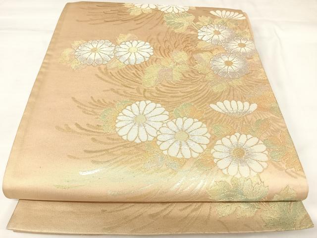 平和屋着物◎六通柄袋帯　菊文　金銀糸　正絹　逸品　AABK0910yx