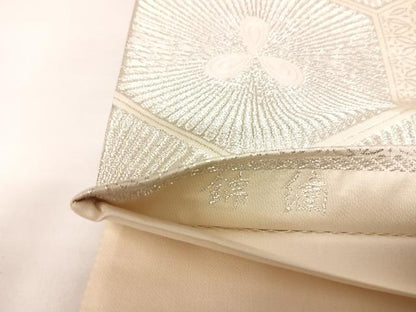 平和屋着物◎六通柄袋帯　唐織　錦繍　亀甲松文　銀糸　正絹　逸品　AABK0913yx
