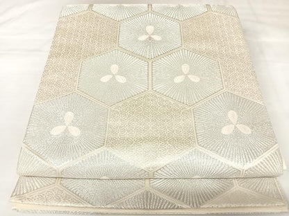 平和屋着物◎六通柄袋帯　唐織　錦繍　亀甲松文　銀糸　正絹　逸品　AABK0913yx