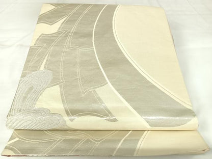 平和屋着物◎両面　六通柄袋帯　唐織　正倉院花文　銀糸　正絹　逸品　AABK0916yx