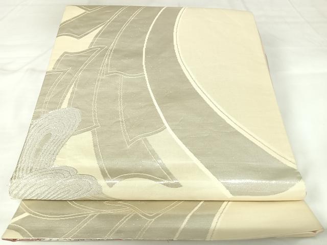 平和屋着物◎両面　六通柄袋帯　唐織　正倉院花文　銀糸　正絹　逸品　AABK0916yx