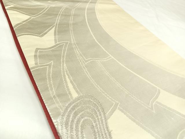 平和屋着物◎両面　六通柄袋帯　唐織　正倉院花文　銀糸　正絹　逸品　AABK0916yx