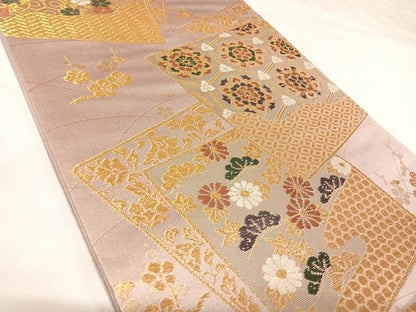 平和屋着物◎六通柄袋帯　唐織　正倉院花文　金糸　正絹　逸品　AABK0918yx