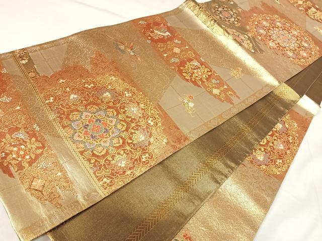 平和屋着物◎佐賀錦　六通柄袋帯　鳳凰花文　金銀糸　正絹　逸品　AABK0921yx