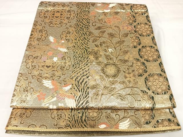 平和屋着物◎佐賀錦　六通柄袋帯　唐織　花鳥文　金銀糸　正絹　逸品　AABK0922yx