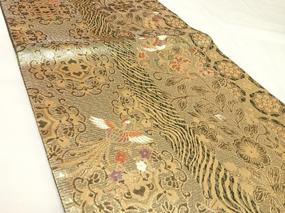 平和屋着物◎佐賀錦　六通柄袋帯　唐織　花鳥文　金銀糸　正絹　逸品　AABK0922yx