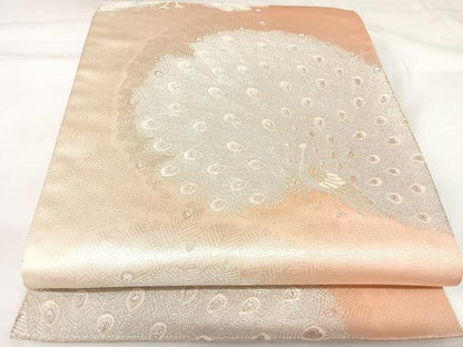 平和屋着物◎六通柄袋帯　唐織　孔雀文　金銀糸　正絹　逸品　AABK0927yx