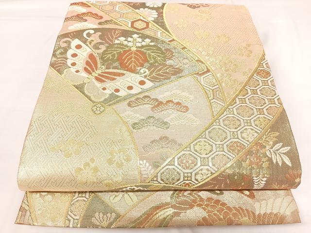 平和屋着物◎佐賀錦　六通柄袋帯　花蝶文　鳳凰　金糸　正絹　逸品　AABK0928yx