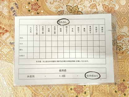 平和屋着物◎六通柄袋帯　唐織　亀甲花文　金銀糸　正絹　逸品　AABK0929yx
