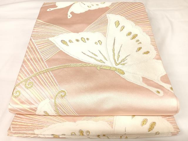 平和屋着物◎六通柄袋帯　唐織　舞蝶文　金銀糸　正絹　逸品　AABK0931yx