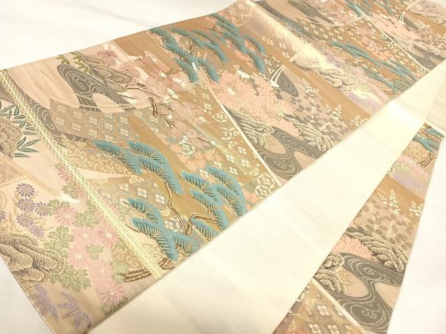平和屋着物◎六通柄袋帯　唐織　松竹梅文　金銀糸　正絹　逸品　AABK0934yx