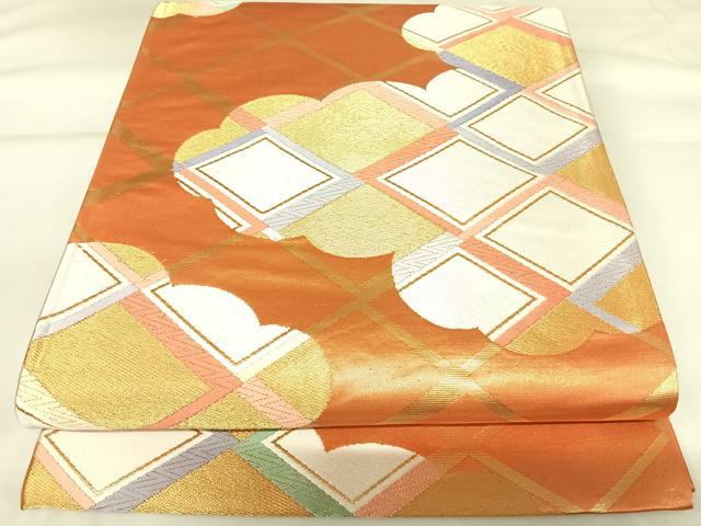 平和屋着物◎六通柄袋帯　唐織　雲重ね文　金糸　正絹　逸品　AABK0935yx