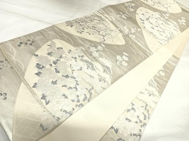 平和屋着物◎六通柄袋帯　唐織　草花松文　金銀糸　正絹　逸品　AABK0942yx