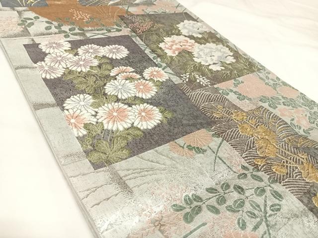 平和屋着物◎江戸琳派の創始的絵師　酒井抱一　全通柄袋帯　唐織　草花文　金銀糸　正絹　逸品　AABK0943yx